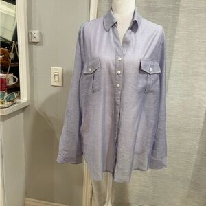 Chico's Light Blue Casual Button-Down Shirt with Chest Pockets